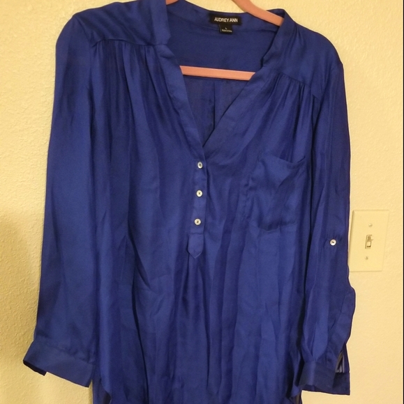 Audrey Ann cobalt royal blue tunic blouse